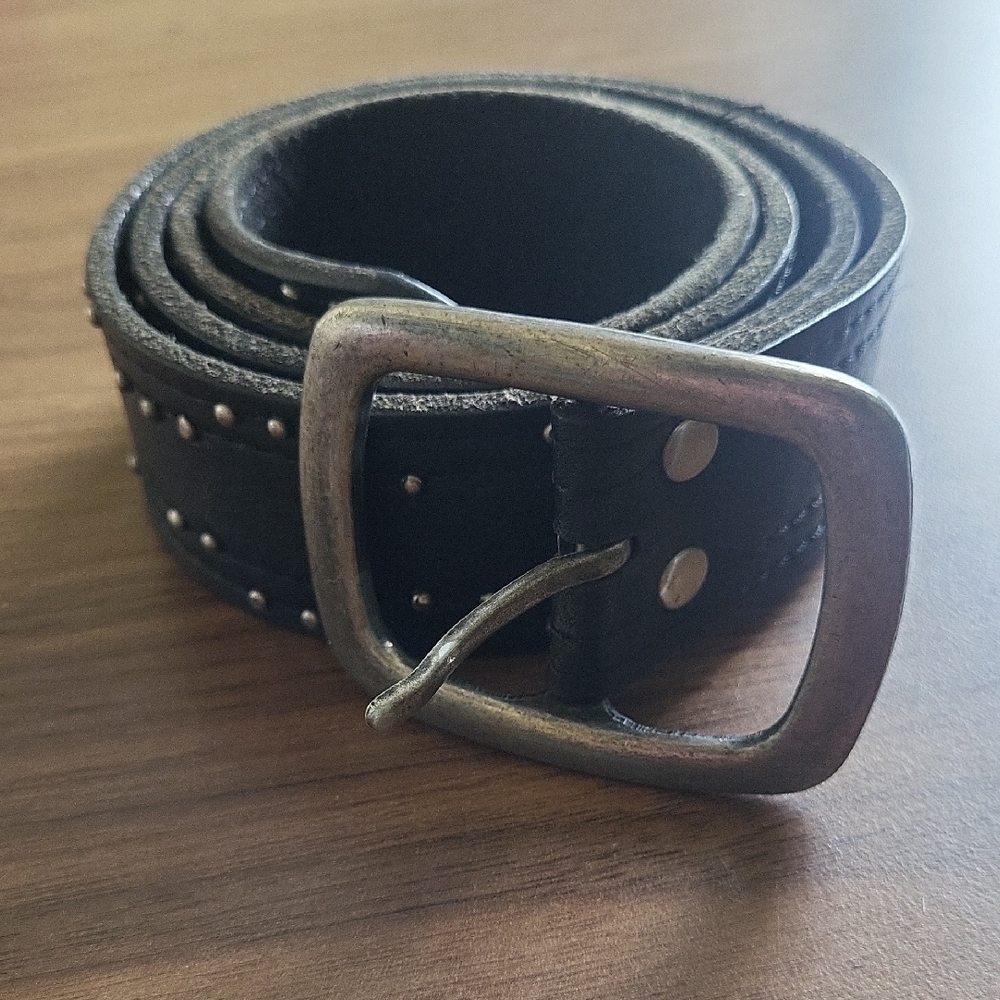 Black Studded Leather Belt